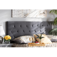 Baxton Studio Felix-Grey Velvet-HB-Queen Baxton Studio Felix Modern and Contemporary Grey Velvet Fabric Upholstered Queen Size Headboardo